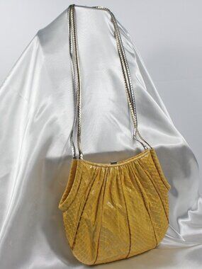 Judith Leiber Yellow Snakeskin Vintage Bag-1980's